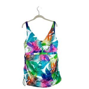 Swim by Cacique Rainbow Leaf One Piece Tankini Bathing Suit
